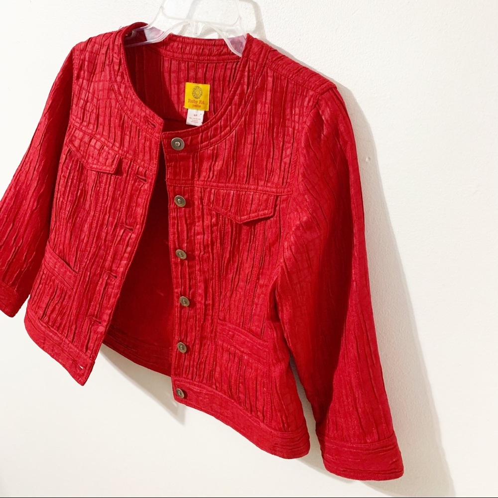 Ruby Road Petites Button Front Crinkled Fabric Co… - image 4